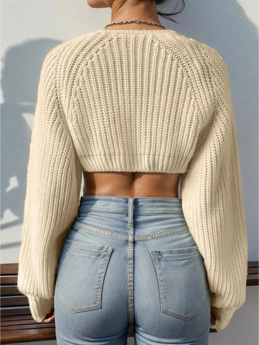Women's Cropped Open-Front Ribbed Knit Shrug