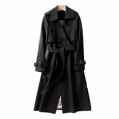 Women's Double-Breasted Belted Longline Trench Coat