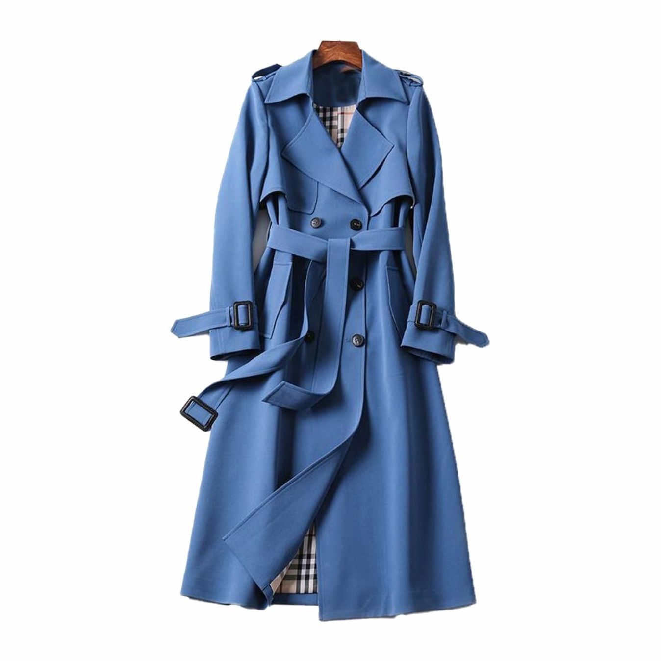 Women's Double-Breasted Belted Longline Trench Coat