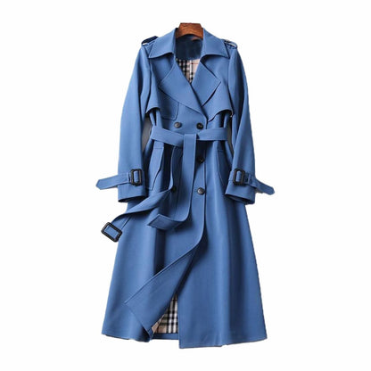 Women's Double-Breasted Belted Longline Trench Coat