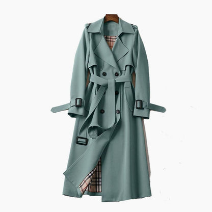 Women's Double-Breasted Belted Longline Trench Coat