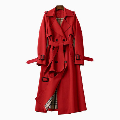 Women's Double-Breasted Belted Longline Trench Coat