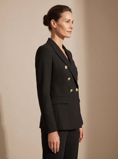Women's Double-Breasted Tailored Blazer with Gold-Tone Buttons