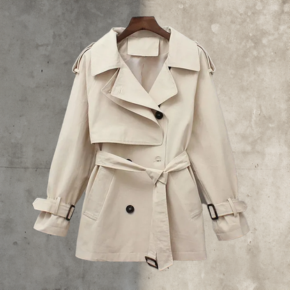 Women's double-breasted trench coat with belt