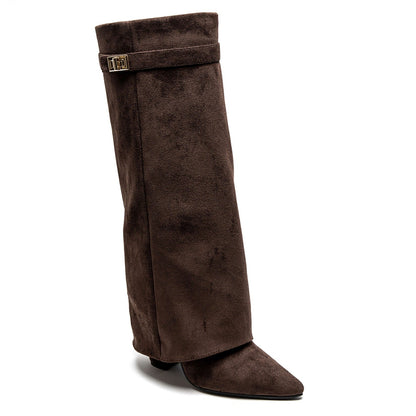 Women's Elegant PU Leather Block Heel Boots