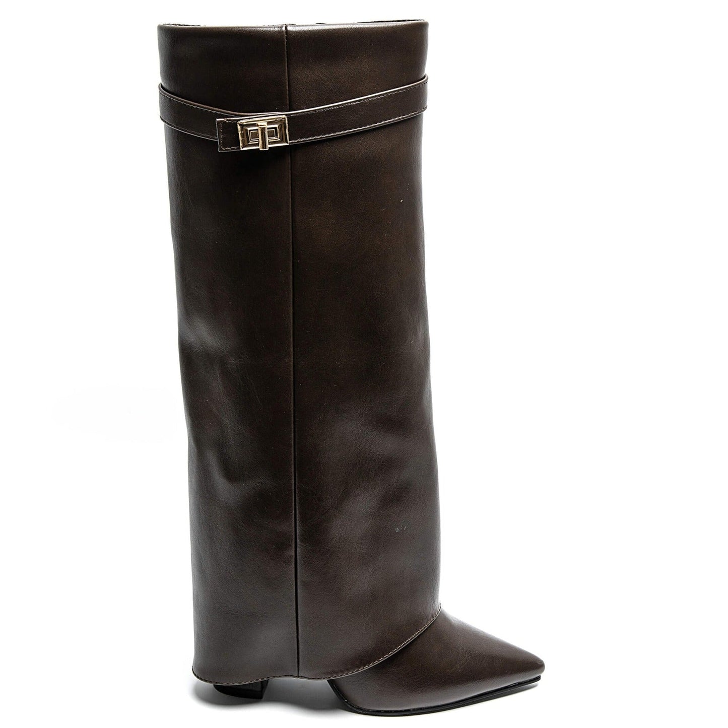 Women's Elegant PU Leather Block Heel Boots