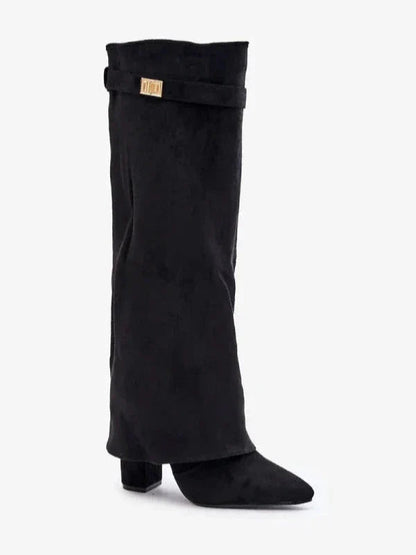 Women's Elegant PU Leather Block Heel Boots