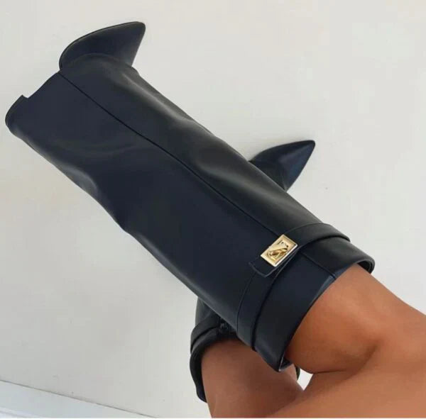Women's Elegant PU Leather Block Heel Boots