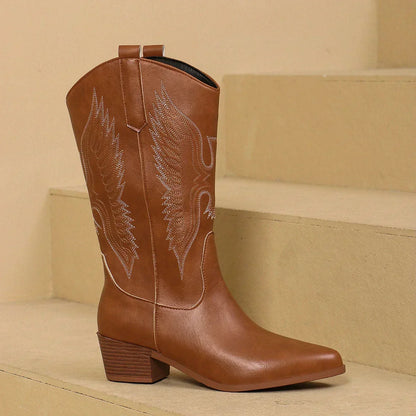 Women's Embroidered Pointed-Toe Boots
