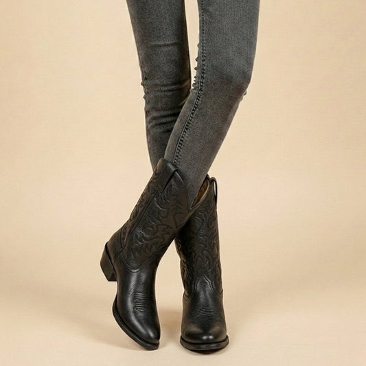 Women's Embroidered Western Cowboy Mid-Calf Boots