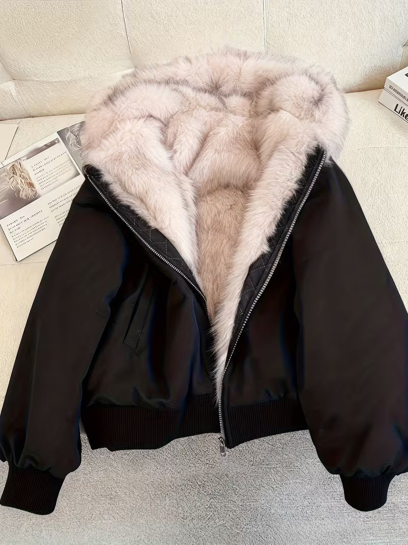 Women's Faux Fur Bomber Jacket – Chic and Warm for Every Season