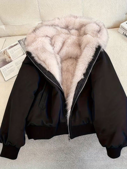 Women's Faux Fur Bomber Jacket – Chic and Warm for Every Season
