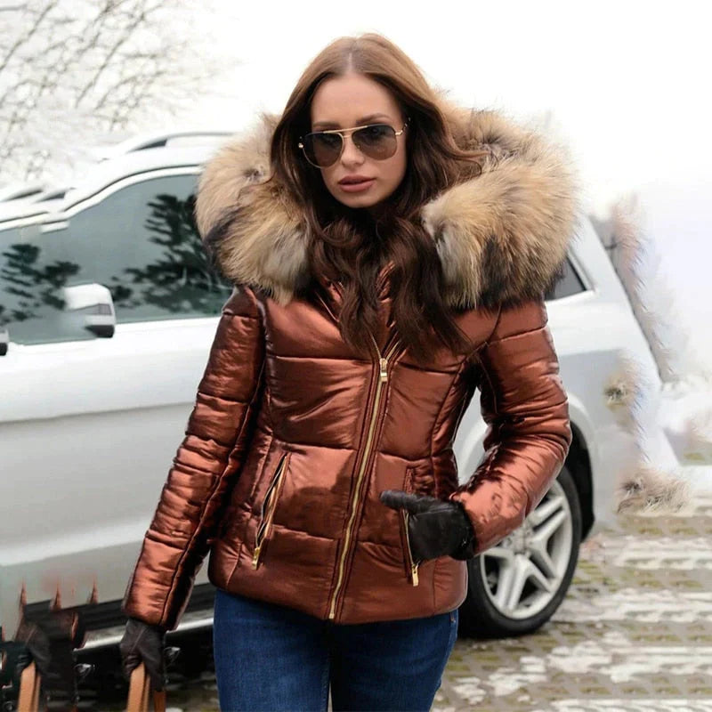Women's Faux Fur Hood Puffer Jacket