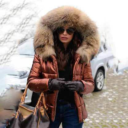 Women's Faux Fur Hood Puffer Jacket