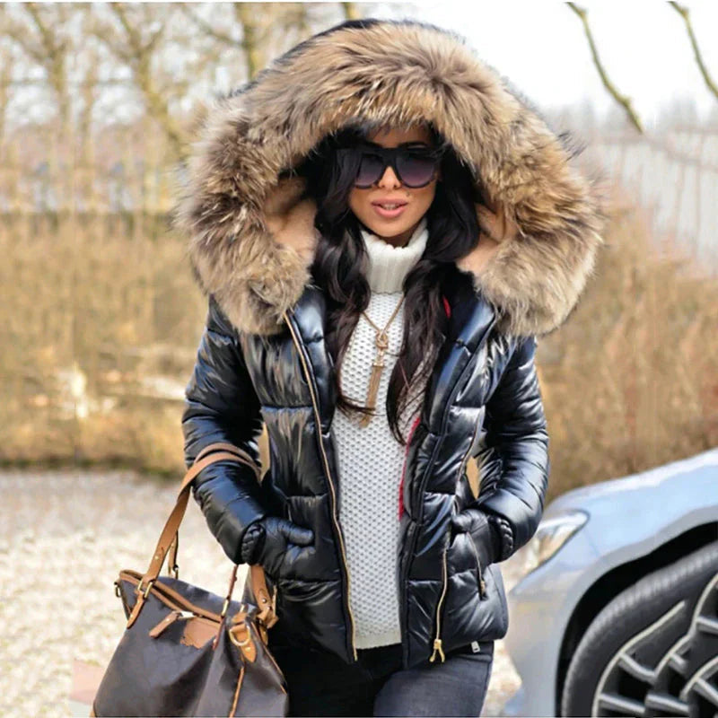 Women's Faux Fur Hood Puffer Jacket