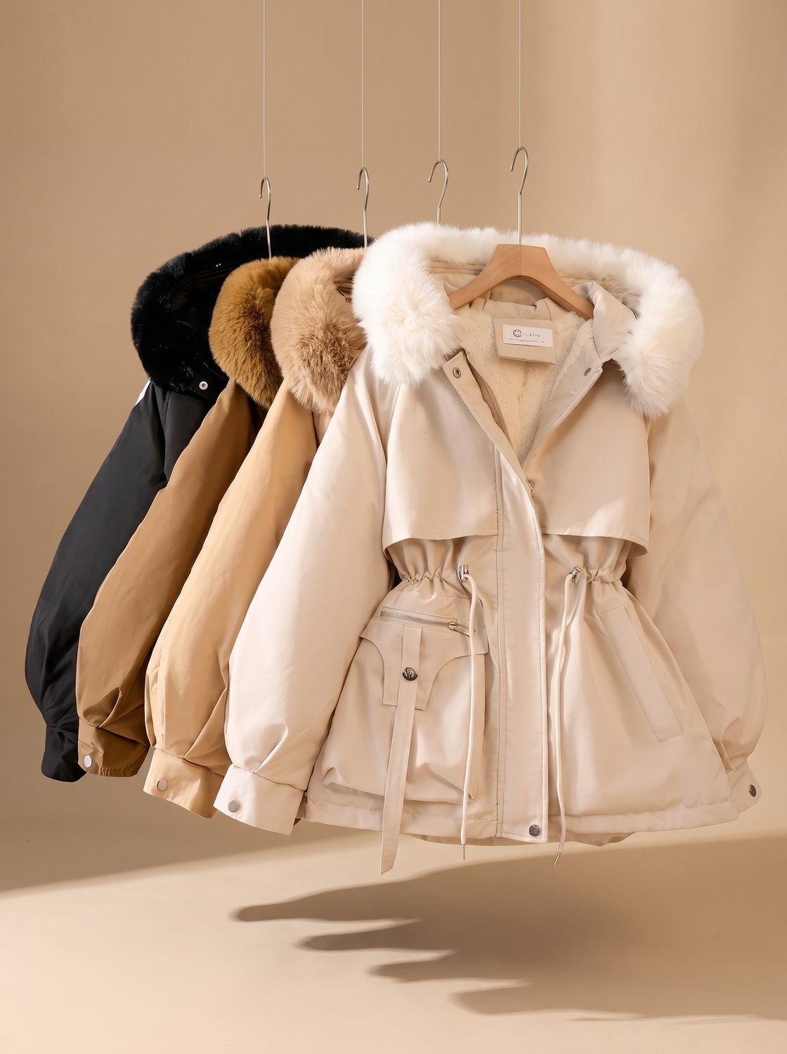 Women's Faux-Fur Hooded Drawstring Puffer Jacket