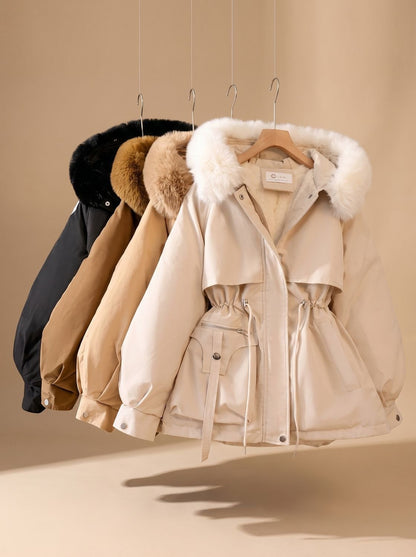 Women's Faux-Fur Hooded Drawstring Puffer Jacket