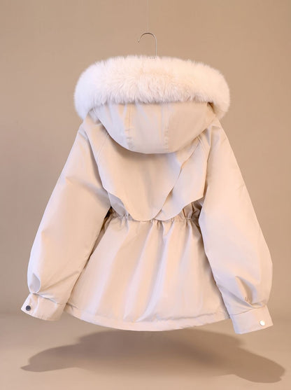 Women's Faux-Fur Hooded Drawstring Puffer Jacket