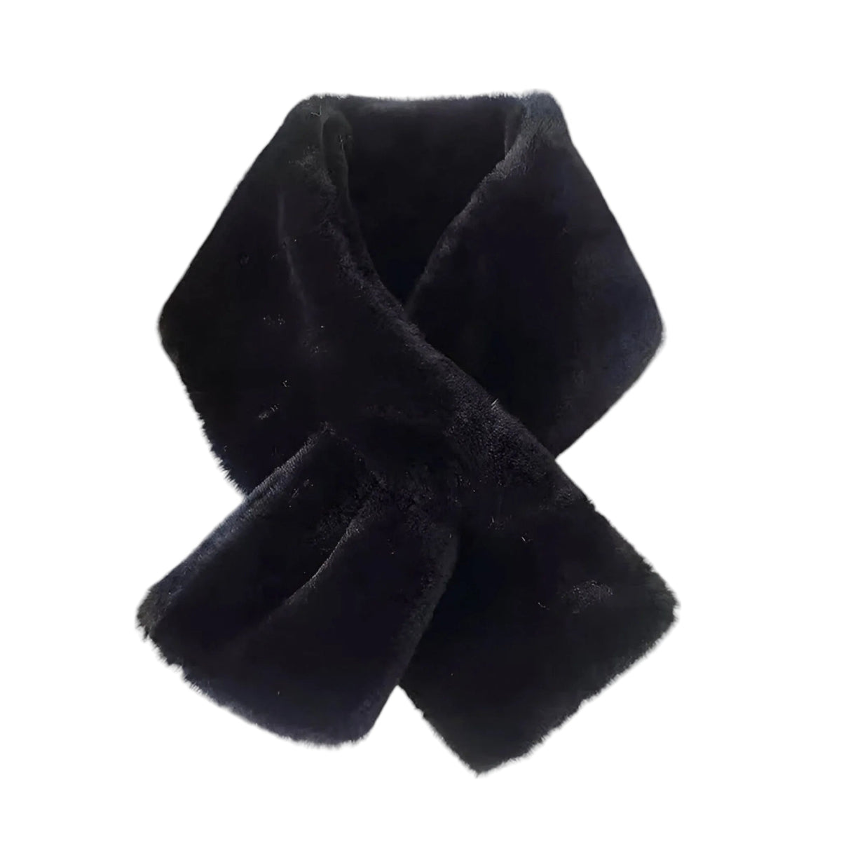 Women's Faux Rabbit Fur Plush Scarf | Cross Design Soft Everyday Neck Warmer for Fall & Winter