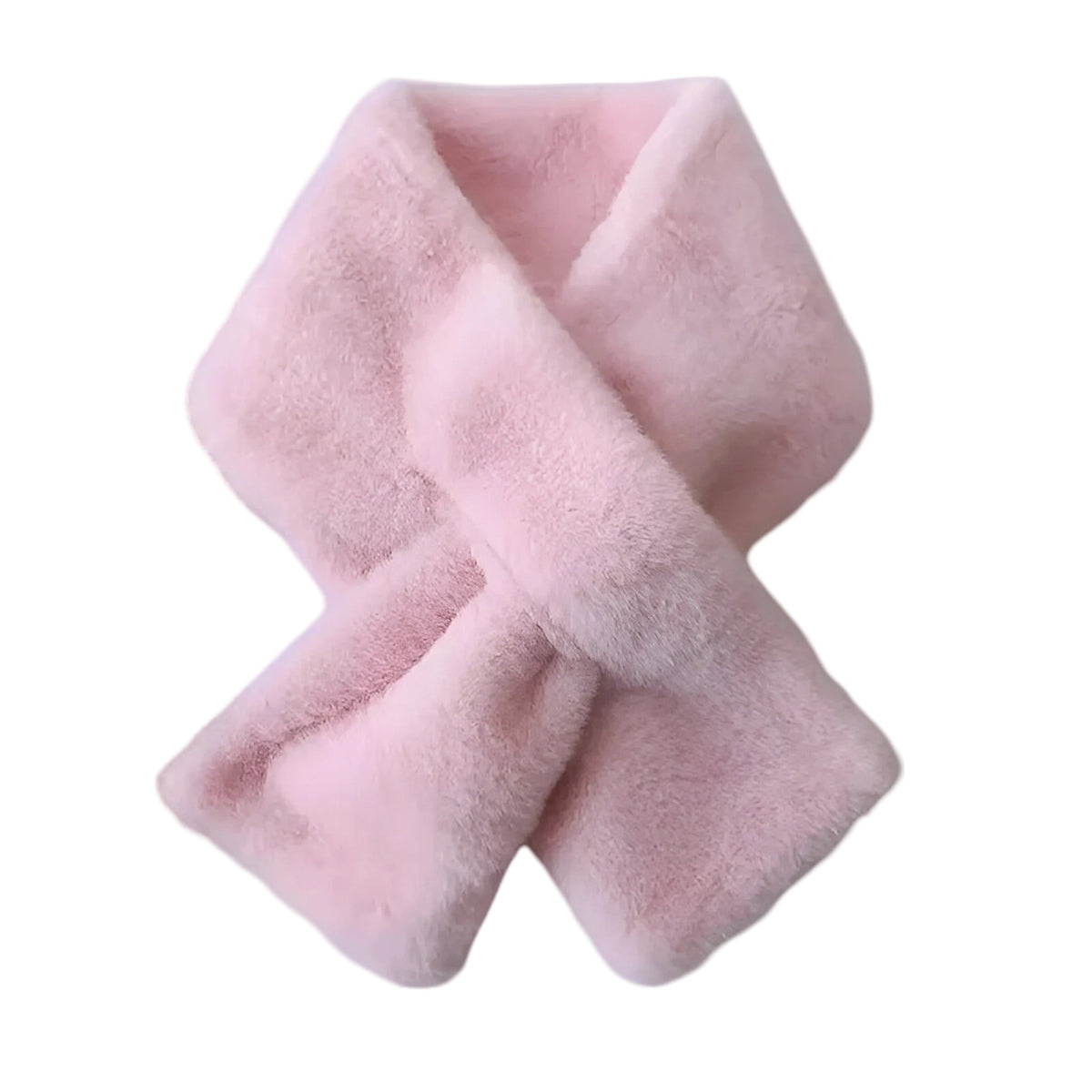 Women's Faux Rabbit Fur Plush Scarf | Cross Design Soft Everyday Neck Warmer for Fall & Winter