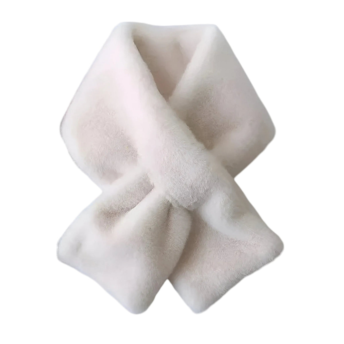 Women's Faux Rabbit Fur Plush Scarf | Cross Design Soft Everyday Neck Warmer for Fall & Winter