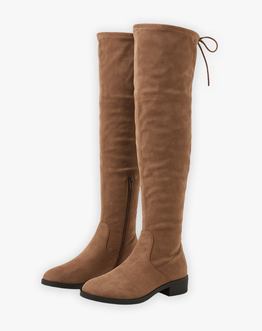 Women's Flat Suede Over-the-Knee Boots with Side Zip
