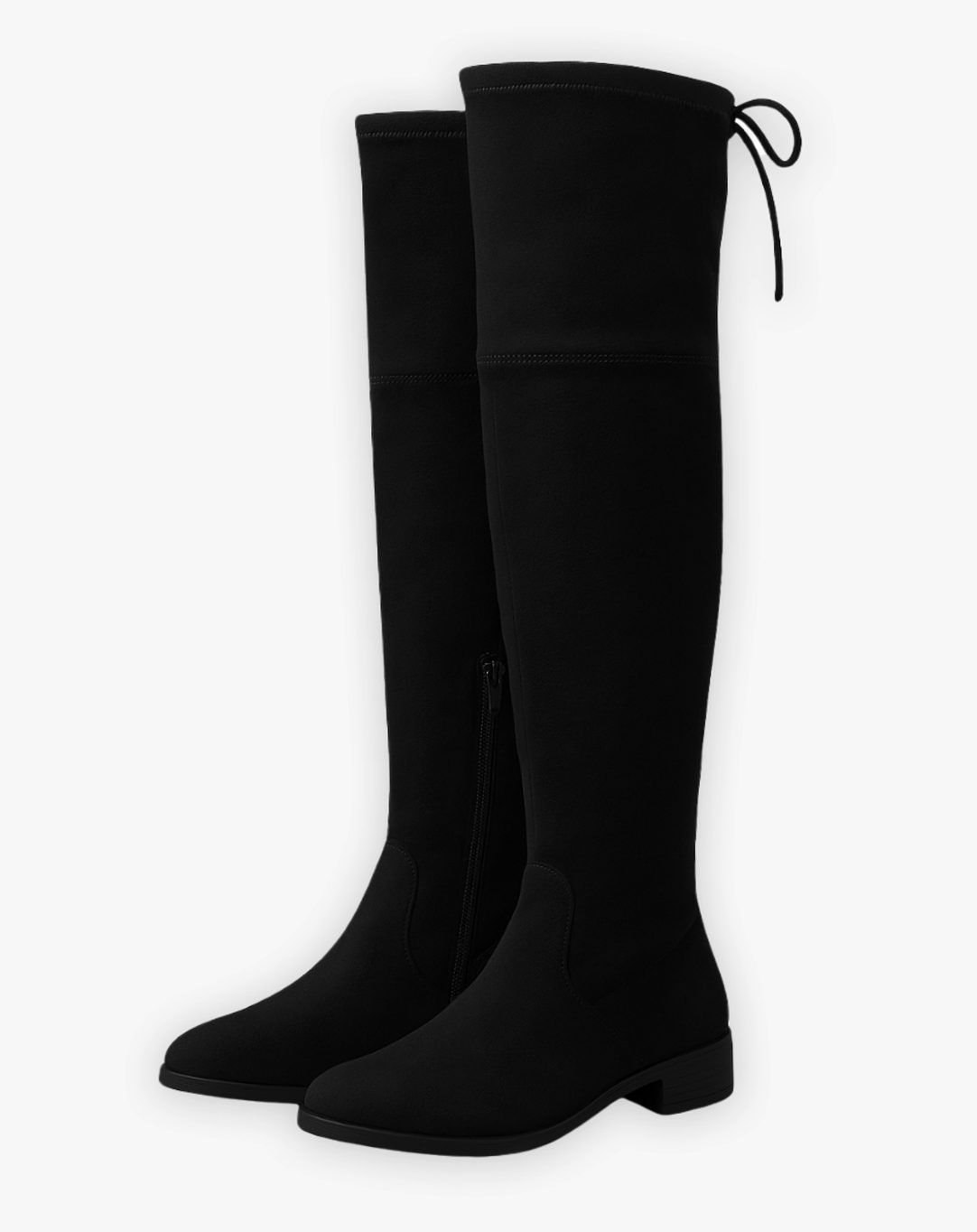 Women's Flat Suede Over-the-Knee Boots with Side Zip