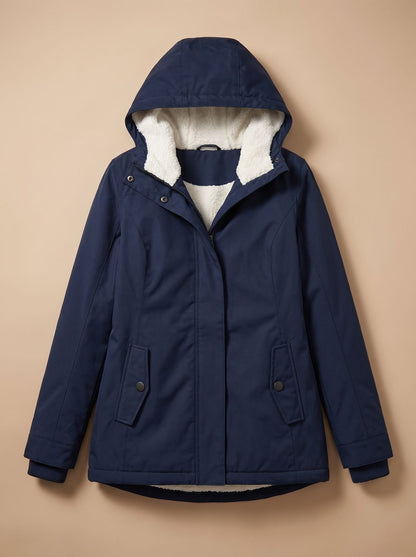 Women's Fleece-Lined Waterproof Hooded Zip-Up Jacket