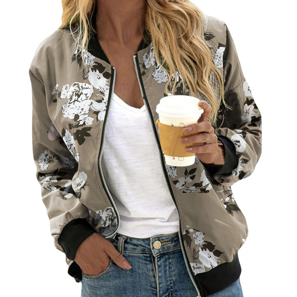 Women's Floral Print Bomber Jacket