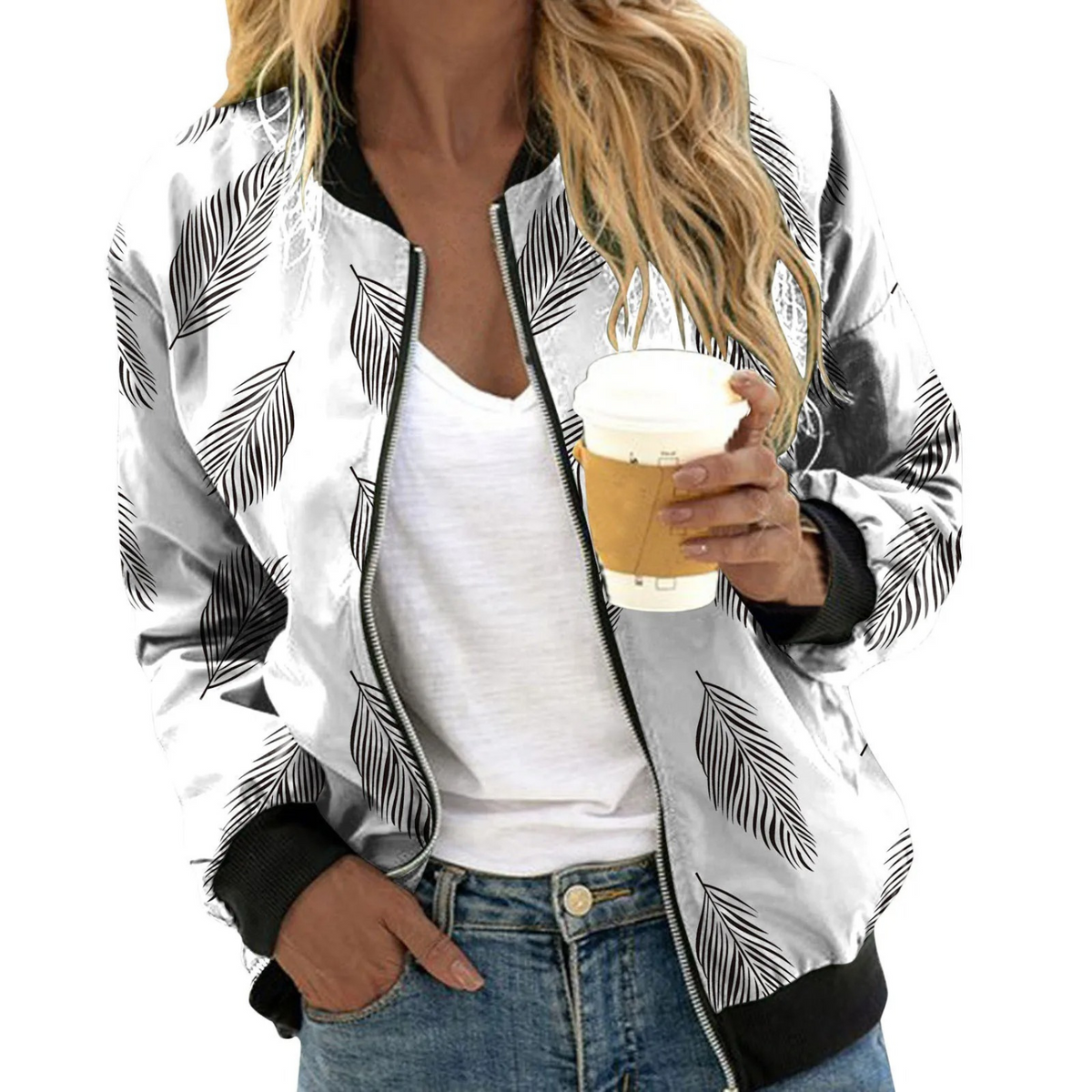 Women's Floral Print Bomber Jacket