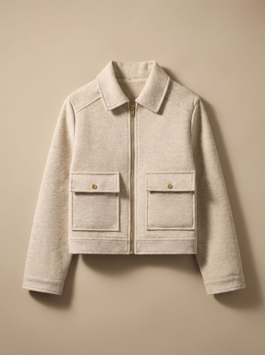 Women's High-Neck Stand Collar Button-Front Wool Blend Short Coat