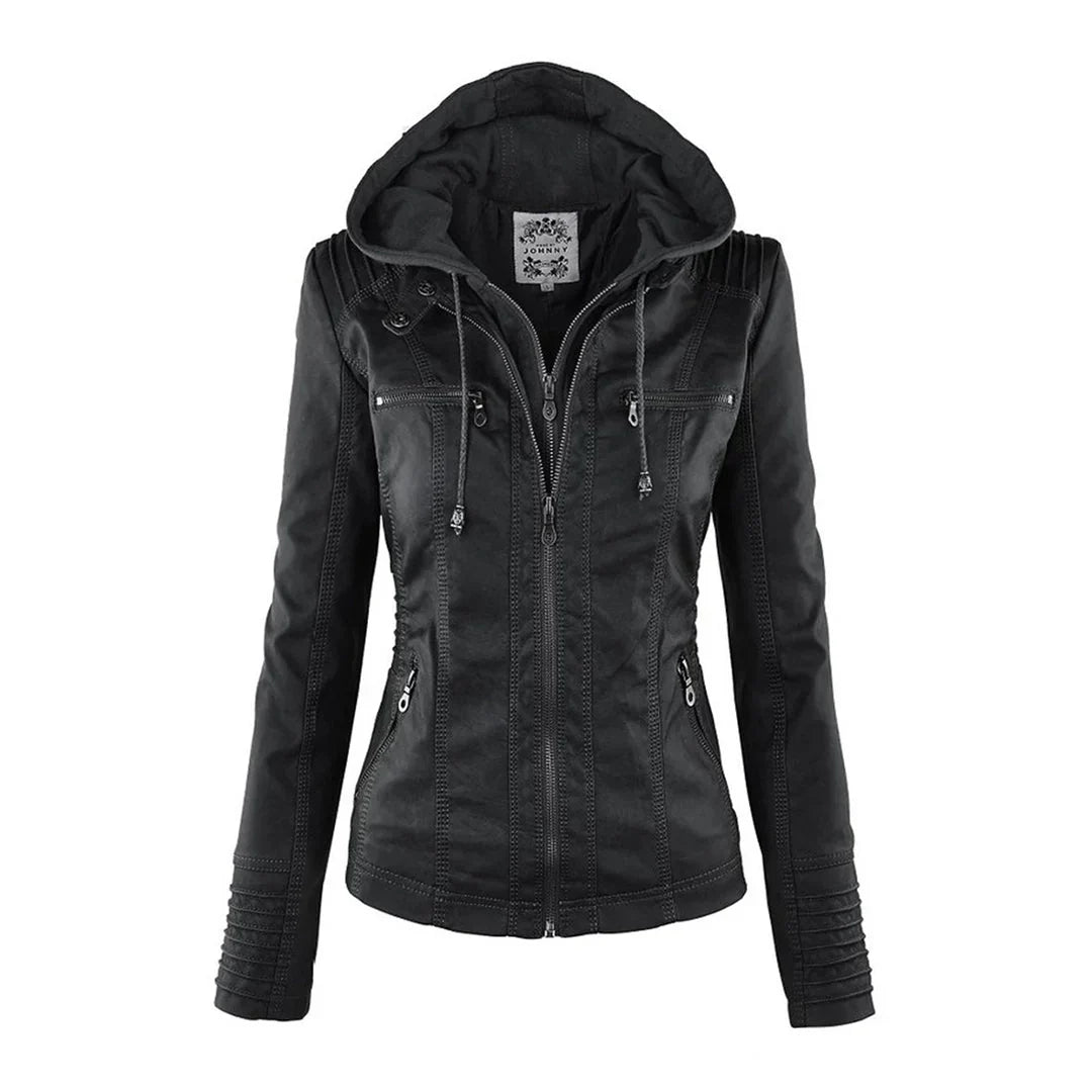 Women's Hooded Biker Jacket