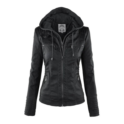Women's Hooded Biker Jacket