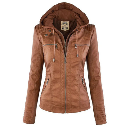 Women's Hooded Biker Jacket