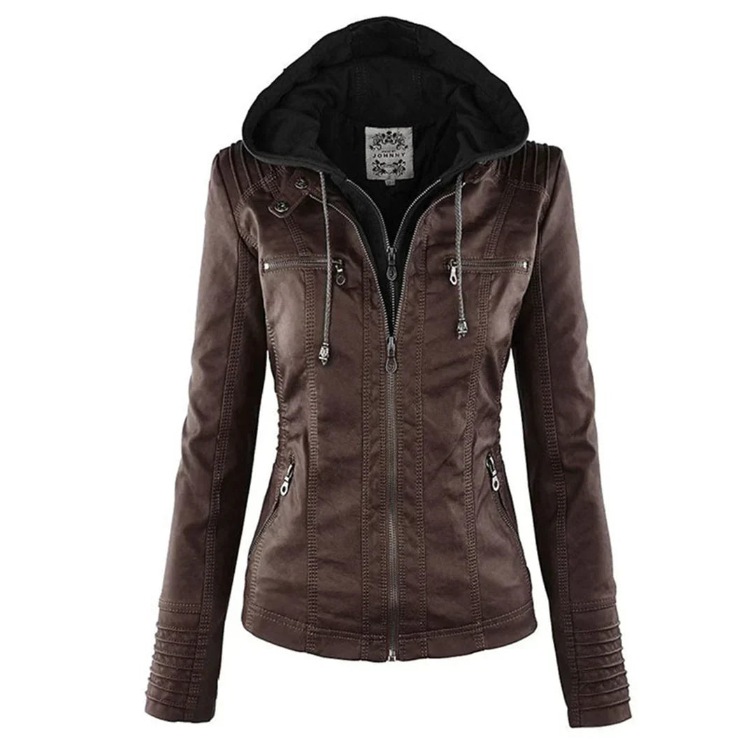 Women's Hooded Biker Jacket