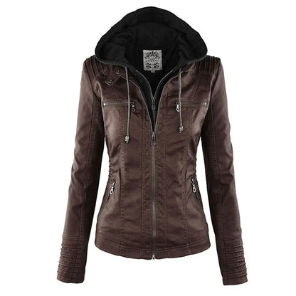 Women's Hooded Biker Jacket