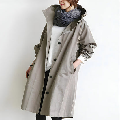 Women's Hooded Button-Front Trench Coat