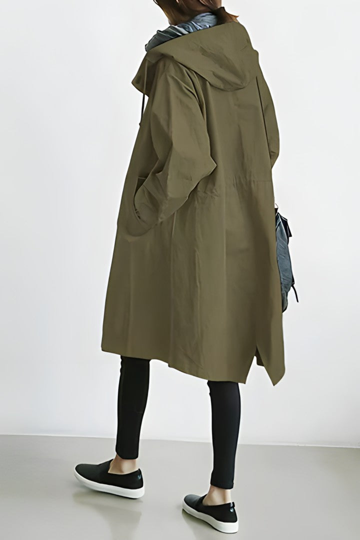 Women's Hooded Button-Front Trench Coat