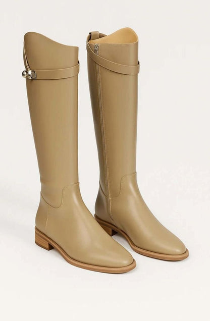 Women's Knee-High Leather Buckle-Detail Riding Boots
