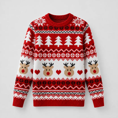 Women's Knit Animal Pattern Sweater – Crew Neck, Winter Style