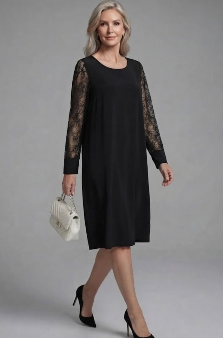 Women's Lace-Sleeve Peplum Fitted Midi Cocktail Dress