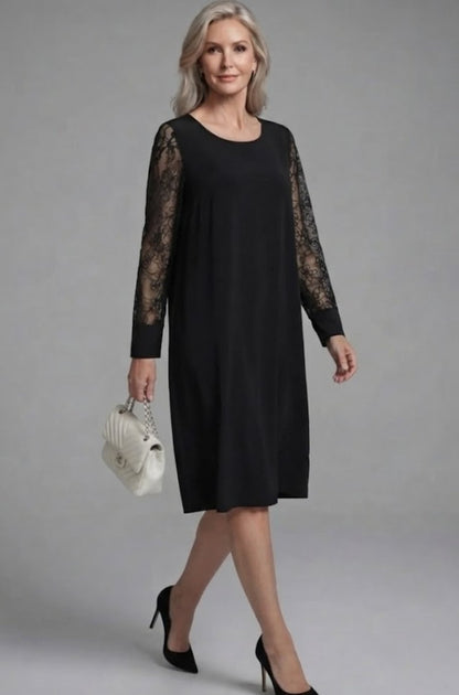 Women's Lace-Sleeve Peplum Fitted Midi Cocktail Dress