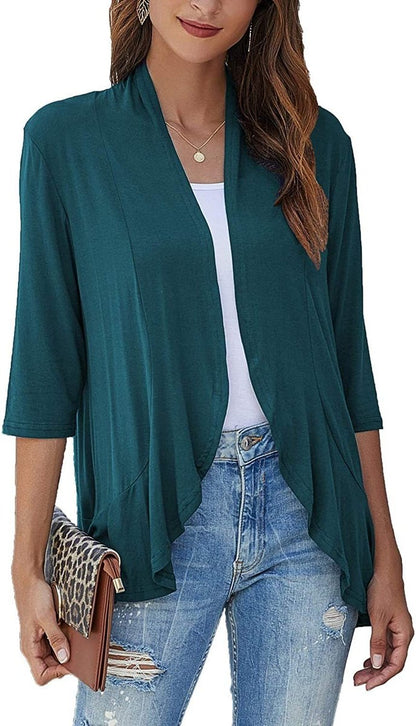 Women's Lightweight Open-Front Draped Cardigan