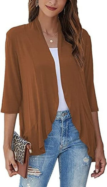 Women's Lightweight Open-Front Draped Cardigan