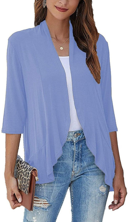 Women's Lightweight Open-Front Draped Cardigan