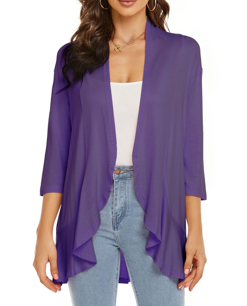 Women's Lightweight Open-Front Draped Cardigan