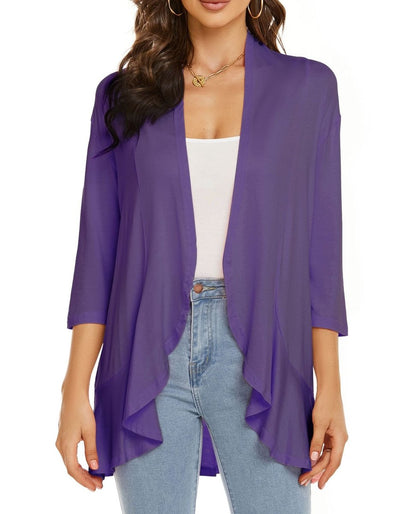 Women's Lightweight Open-Front Draped Cardigan