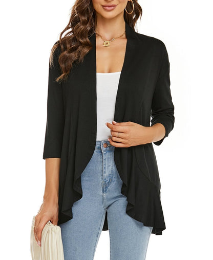 Women's Lightweight Open-Front Draped Cardigan