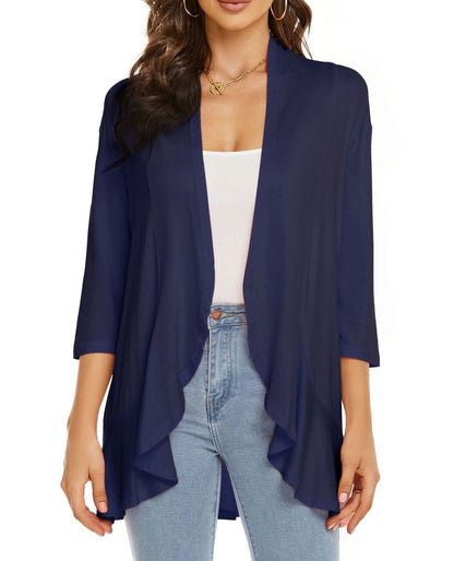 Women's Lightweight Open-Front Draped Cardigan