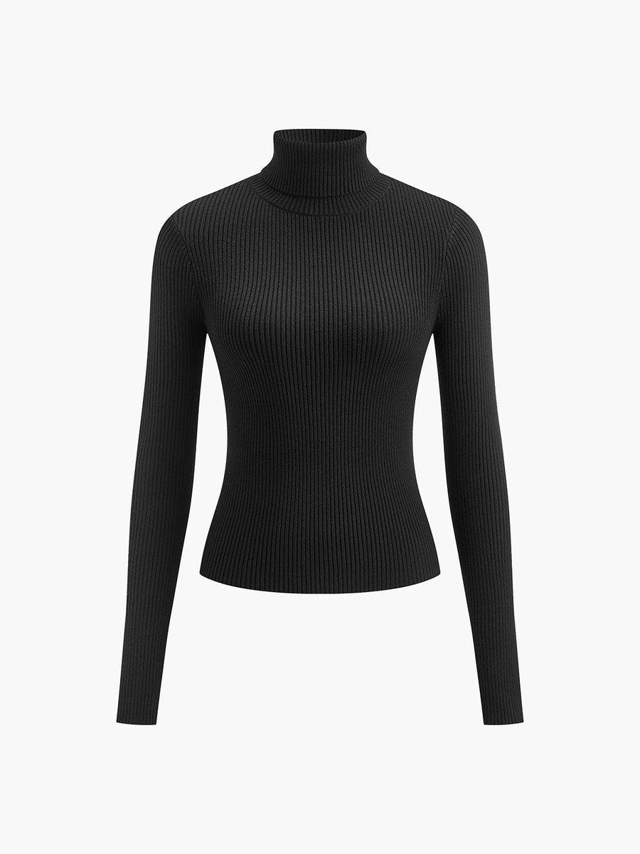 Women's Lightweight Ribbed Knit Turtleneck Sweater